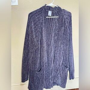 Slate / Gun metal Grey like chenille Cardigan